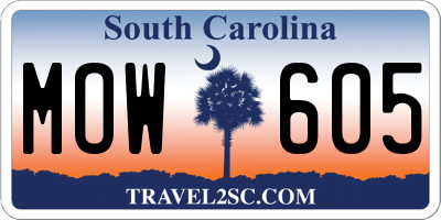 SC license plate MOW605