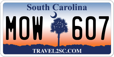 SC license plate MOW607