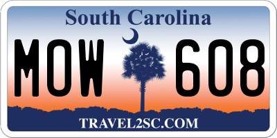 SC license plate MOW608