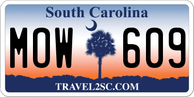 SC license plate MOW609