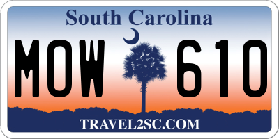 SC license plate MOW610