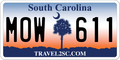 SC license plate MOW611