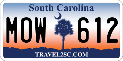 SC license plate MOW612