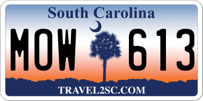 SC license plate MOW613