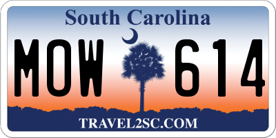 SC license plate MOW614