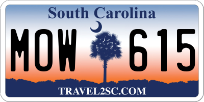 SC license plate MOW615