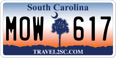 SC license plate MOW617