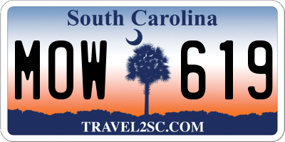 SC license plate MOW619
