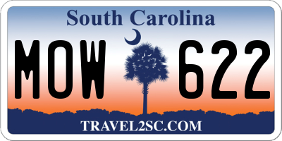 SC license plate MOW622