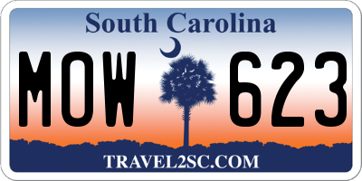 SC license plate MOW623