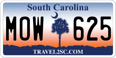 SC license plate MOW625