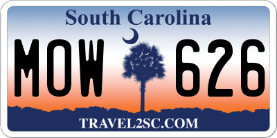 SC license plate MOW626