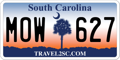 SC license plate MOW627