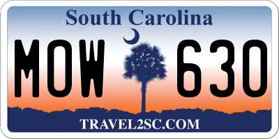 SC license plate MOW630