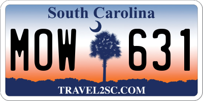 SC license plate MOW631