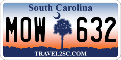SC license plate MOW632