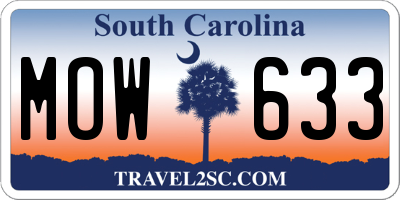 SC license plate MOW633