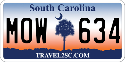SC license plate MOW634