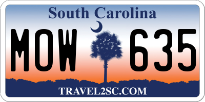 SC license plate MOW635