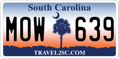 SC license plate MOW639