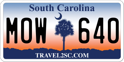 SC license plate MOW640