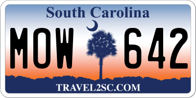 SC license plate MOW642