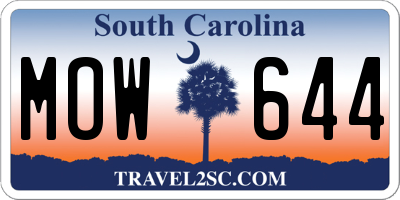 SC license plate MOW644
