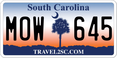 SC license plate MOW645