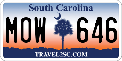 SC license plate MOW646