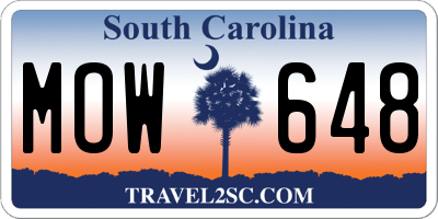 SC license plate MOW648
