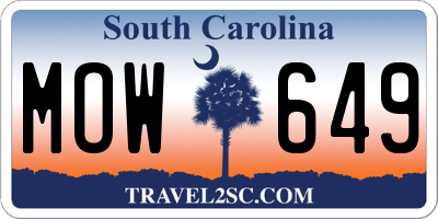 SC license plate MOW649