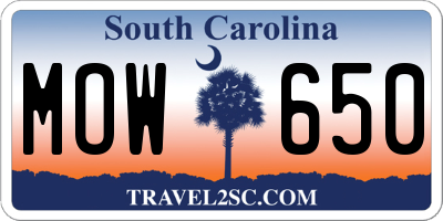 SC license plate MOW650