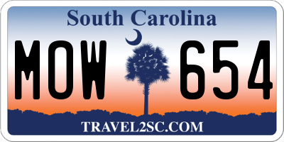 SC license plate MOW654