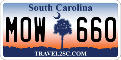 SC license plate MOW660