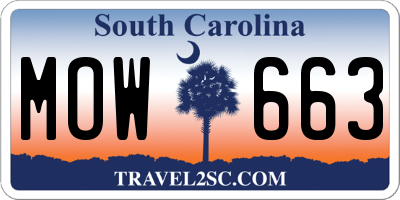SC license plate MOW663