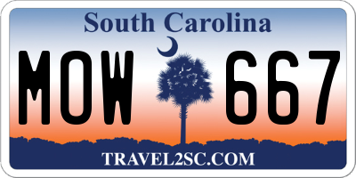 SC license plate MOW667