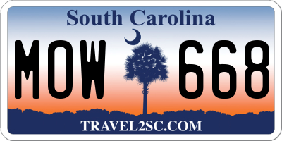 SC license plate MOW668