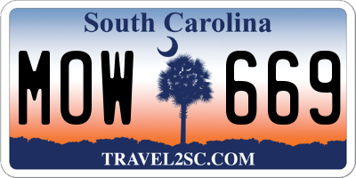 SC license plate MOW669