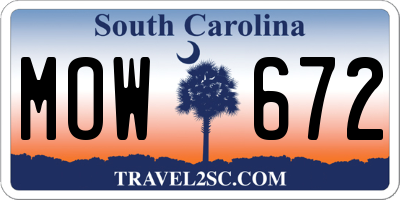 SC license plate MOW672