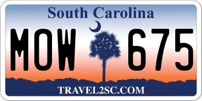 SC license plate MOW675