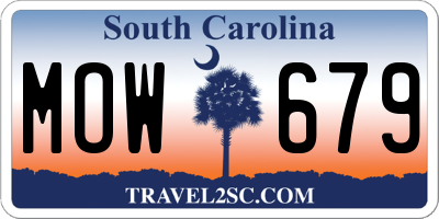 SC license plate MOW679