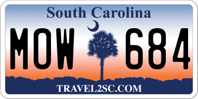 SC license plate MOW684