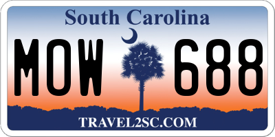 SC license plate MOW688