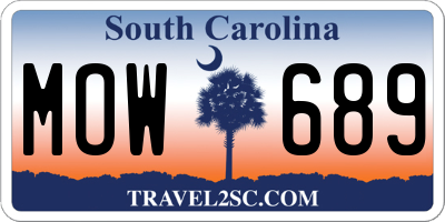 SC license plate MOW689