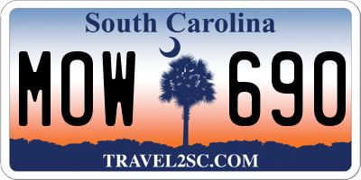 SC license plate MOW690