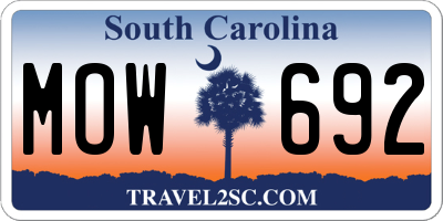 SC license plate MOW692