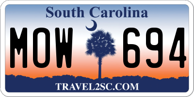 SC license plate MOW694