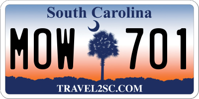 SC license plate MOW701