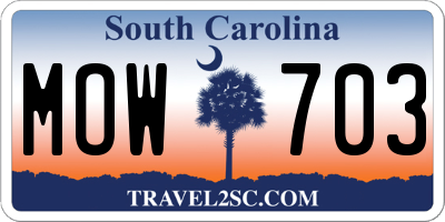 SC license plate MOW703