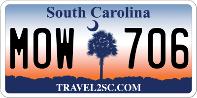 SC license plate MOW706